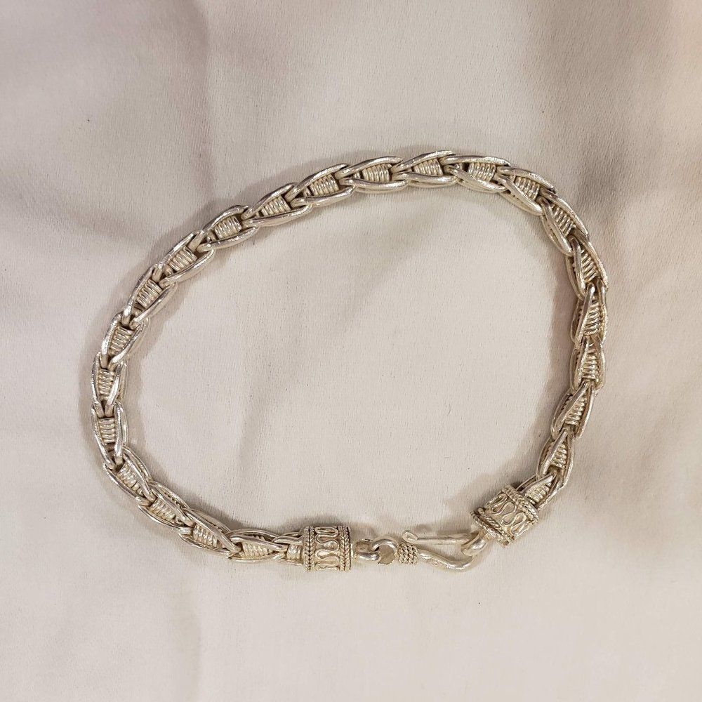 Sterling Silver Interlocking Chandi Weave Link Br… - image 1